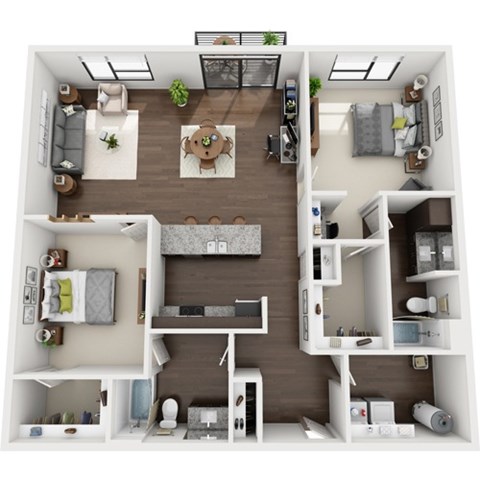 Floor plan for 2 beds, 2 baths, 1472 sqft